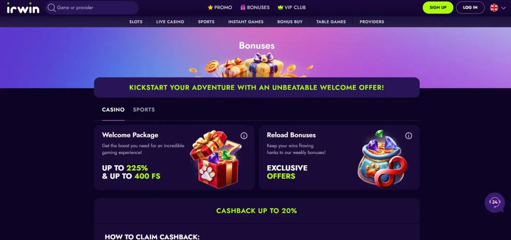 Irwin Casino Sportwetten Bonus – bis zu 300% auf drei Einzahlungen